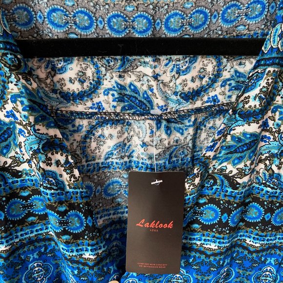 NWT Laklook Boho Blue Button-up Dress XL - Picture 2 of 5